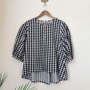 Bryn Walker Lucinda Check Print Organic Cotton Poplin Top Small